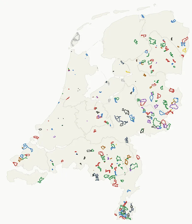 Kaart van Nederland met alle mountainbikeroutes